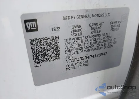 2023 Chevrolet Bolt Euv Fwd Premier из США, поврежденный, VIN 1G1FZ6S04P4128947